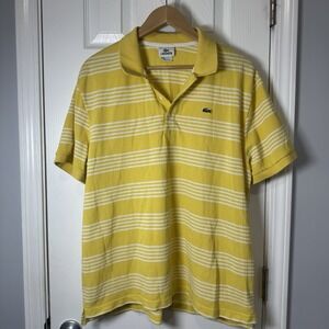 LACOSTE yellow stripe polo shirt Men's size 8 XXXL 3X Preppy